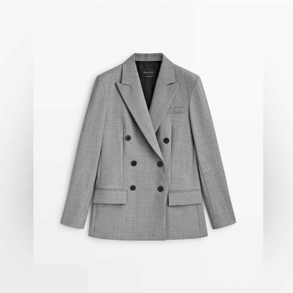 NWT Massimo Dutti double breasted gray blazer size 10